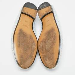 مملوكة مسبقًا حذاء لوفرز غوتشي هورسبيت جوردان كانفاس جي جي بيج/أزرق وجلد مقاس 36.5