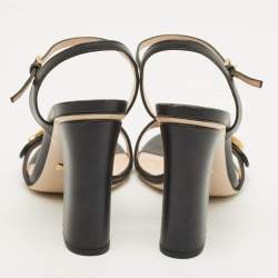 Pre Owned صندل غوغتشي سير كاحل جلد أسود حجم 38 مارمونت حرفي جي