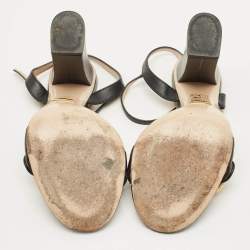 Pre Owned صندل غوغتشي سير كاحل جلد أسود حجم 38 مارمونت حرفي جي