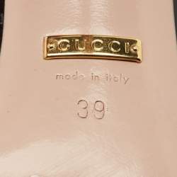 Pre Owned حذاء كعب عالي غوتشي "جولين" مزين هورسبت ومقدمة مربعة جلد لامع أسود مقاس 39