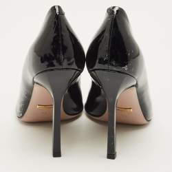 Pre Owned حذاء كعب عالي غوتشي "جولين" مزين هورسبت ومقدمة مربعة جلد لامع أسود مقاس 39