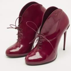 مملوكة مسبقًا Gucci Kim Curved Polished Size 36 Burgundy Patent Leather Booties