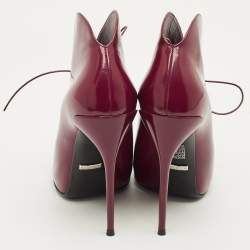 مملوكة مسبقًا Gucci Kim Curved Polished Size 36 Burgundy Patent Leather Booties