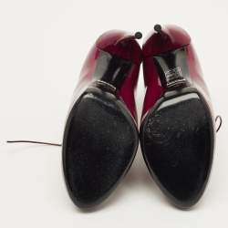 مملوكة مسبقًا Gucci Kim Curved Polished Size 36 Burgundy Patent Leather Booties