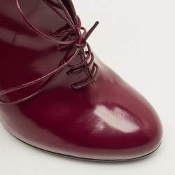 مملوكة مسبقًا Gucci Kim Curved Polished Size 36 Burgundy Patent Leather Booties