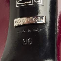 مملوكة مسبقًا Gucci Kim Curved Polished Size 36 Burgundy Patent Leather Booties