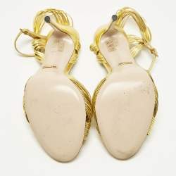 مملوكة مسبقًا صندل غوتشي برباط الكاحل جلد معدني مقاس 38.5