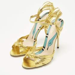 مملوكة مسبقًا صندل غوتشي برباط الكاحل جلد معدني مقاس 38.5