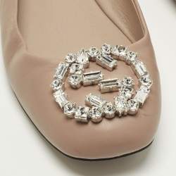 Pre Owned حذاء باليرينا غوتشي جلد سويدي أسود مرصع بالكريستال شعار GG مقاس 37.5