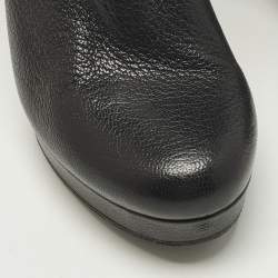 Pre Owned Gucci Size 40 Black Leather Platform Knee Length Boots