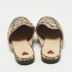 مملوكة مسبقًا حذاء مول غوتشي فلات برنستاون هورسبيت كانفاس بنقشة زهور ملونة مقاس 41