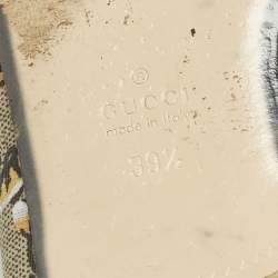 مملوكة مسبقًا حذاء مول غوتشي فلات برنستاون هورسبيت كانفاس بنقشة زهور ملونة مقاس 41