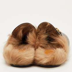 مملوكة مسبقًا حذاء برينس تاون مبطن بالفرو جلد أسود غوتشي مقاس 36.5