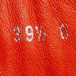 Pre Owned Gucci  Size 39.5 Orange Satin Crystal Studs High Top  Sneakers