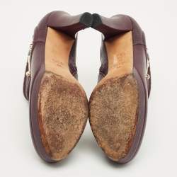 Pre Owned Gucci Size 38 Burgundy Leather Zip Up  Booties