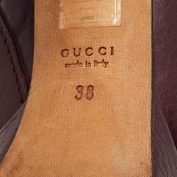 Pre Owned Gucci Size 38 Burgundy Leather Zip Up  Booties
