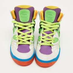 مملوكة مسبقًا حذاء رياضي غوتشي بكست أخضر متعدد الألوان شبك، كانفاس وجلد عالي من أعلى مقاس 37