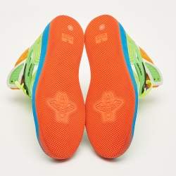 مملوكة مسبقًا حذاء رياضي غوتشي بكست أخضر متعدد الألوان شبك، كانفاس وجلد عالي من أعلى مقاس 37
