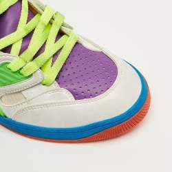 مملوكة مسبقًا حذاء رياضي غوتشي بكست أخضر متعدد الألوان شبك، كانفاس وجلد عالي من أعلى مقاس 37