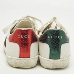 Pre Owned Gucci Ace Size 38 White Leather Low Top Sneakers