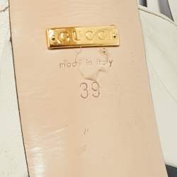 Pre Owned Gucci Angel Size 39 Navy Blue/Cream  Leather Spikes Embellished Platform Pumps