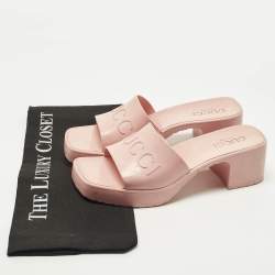 مملوكة مسبقًا Gucci Size 37 Pink Rubber Logo Slide Sandals