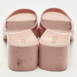 مملوكة مسبقًا Gucci Size 37 Pink Rubber Logo Slide Sandals