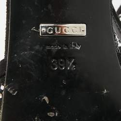 مملوكة مسبقًا حذاء كعب عالي غوتشي مش سويدي مرصع بالكريستال حزام خلفي أسود مقاس 39.5