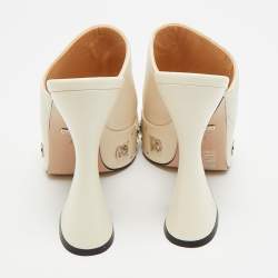 مملوكة مسبقًا صندل غوتشي سلايد جلد أحمر بكعب هورسبيت مقاس 38