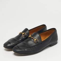 Pre Owned Gucci Jordaan Size 39 Black Leather Loafers