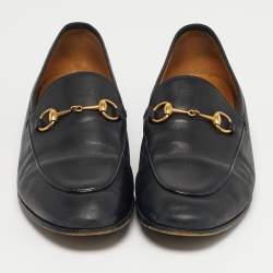 Pre Owned Gucci Jordaan Size 39 Black Leather Loafers