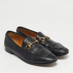 Pre Owned Gucci Jordaan Size 39 Black Leather Loafers