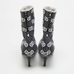 مملوكة مسبقًا Gucci GG Size 39.5 Black Knit Fabric Sock Boots                
