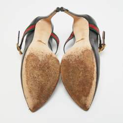 مملوكة مسبقًا Gucci Slyvie Size 39.5 Black Leather Mary Jane Pumps