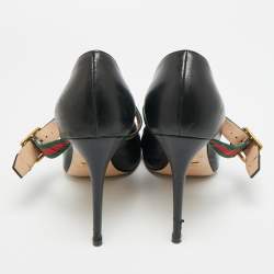 مملوكة مسبقًا Gucci Slyvie Size 39.5 Black Leather Mary Jane Pumps