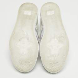 Pre Owned Gucci Screener Size 38 White Canvas and Leather Crystal Embellished Lace Up Sneakers