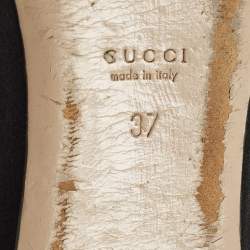 مملوكة مسبقًا حذاء باليرينا غوتشي جلد سويدي أسود مرصع بالكريستال شعار GG مقاس 37.5