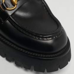 Pre Owned حذاء لوفرز غوتشي هورسبيت جلد أسود مقاس 39.5