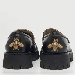 Pre Owned حذاء لوفرز غوتشي هورسبيت جلد أسود مقاس 39.5