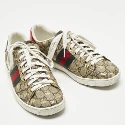 مملوكة مسبقًا Gucci Ace Size 39 Beige/Brown GG Supreme Canvas Low Top Sneakers