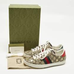 مملوكة مسبقًا Gucci Ace Size 39 Beige/Brown GG Supreme Canvas Low Top Sneakers