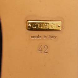 مملوكة مسبقًا حذاء كعب عالي لوفرز غوتشي جلد أسود لؤلؤ مزخرف دوبل جي ميد مقاس 40