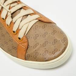 مملوكة مسبقًا حذاء رياضي غوتشي "ديزني آيس" قماش مغلف بني وجلد برباط علوي مقاس 37