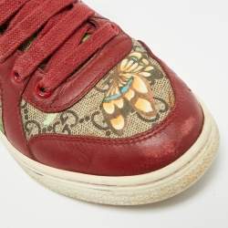 Pre Owned Gucci Size 35 Floral GG Monogram Canvas and Leather High Top Sneakers