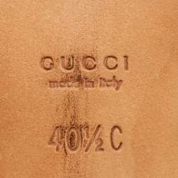 Pre Owned صندل غوتشي مقدمة مفتوحة هورسبيت كانفاس مونوغرامي بني / بيج مقاس 38