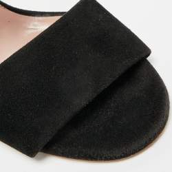 Pre Owned Gucci GG Size 40 Black Suede  Crystal Embellished GG Interlock Ankle Strap  Sandals