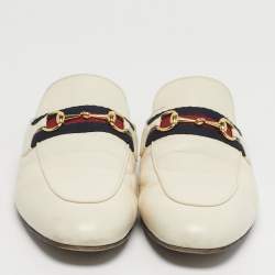 Pre Owned Gucci Princetown Size 39.5 Cream Leather Mules