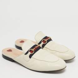 Pre Owned Gucci Princetown Size 39.5 Cream Leather Mules