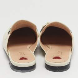 Pre Owned Gucci Princetown Size 39.5 Cream Leather Mules