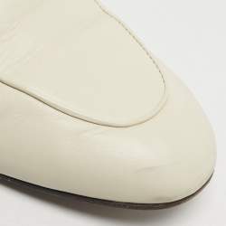 Pre Owned Gucci Princetown Size 39.5 Cream Leather Mules